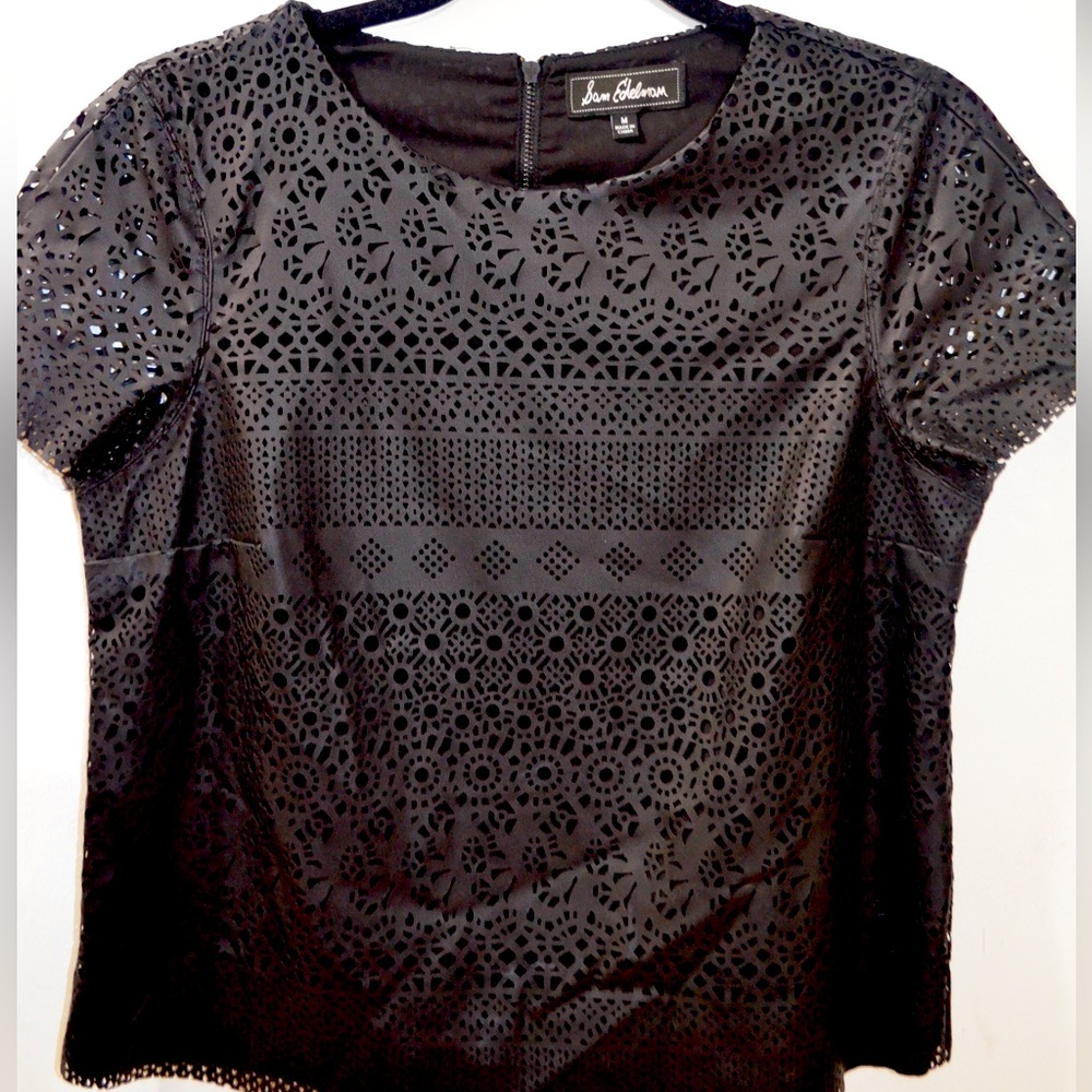 Sam Edelman Perforated Faux Leather Top Size: M